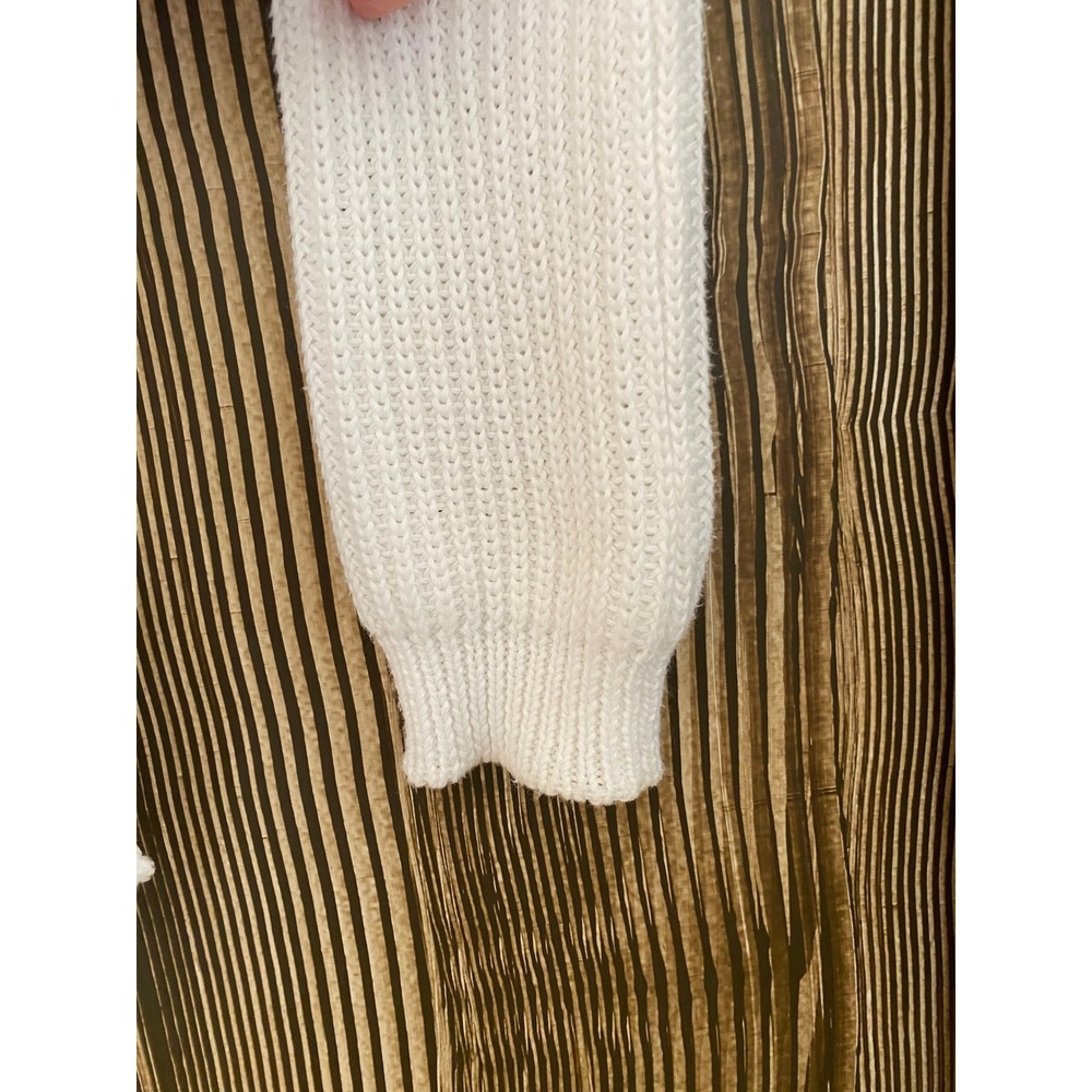 Vince V-Neck Cotton Knit Sweater Size S White Oversized Ribbed Minimalist Beach - Picture 4 of 9